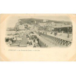 carte postale ancienne 76 ETRETAT. Terrasse du Casino 1899