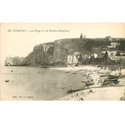 carte postale ancienne 76 ETRETAT. Plage Roches Blanches