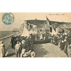 carte postale ancienne 76 ETRETAT. Baptême du Bateau Stella 1906