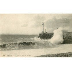 carte postale ancienne Promotion : 76 DIEPPE. Jetée Jour Tempête 22