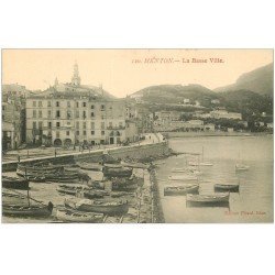 carte postale ancienne 06 MENTON. La Basse Ville. Barques de Pêcheurs