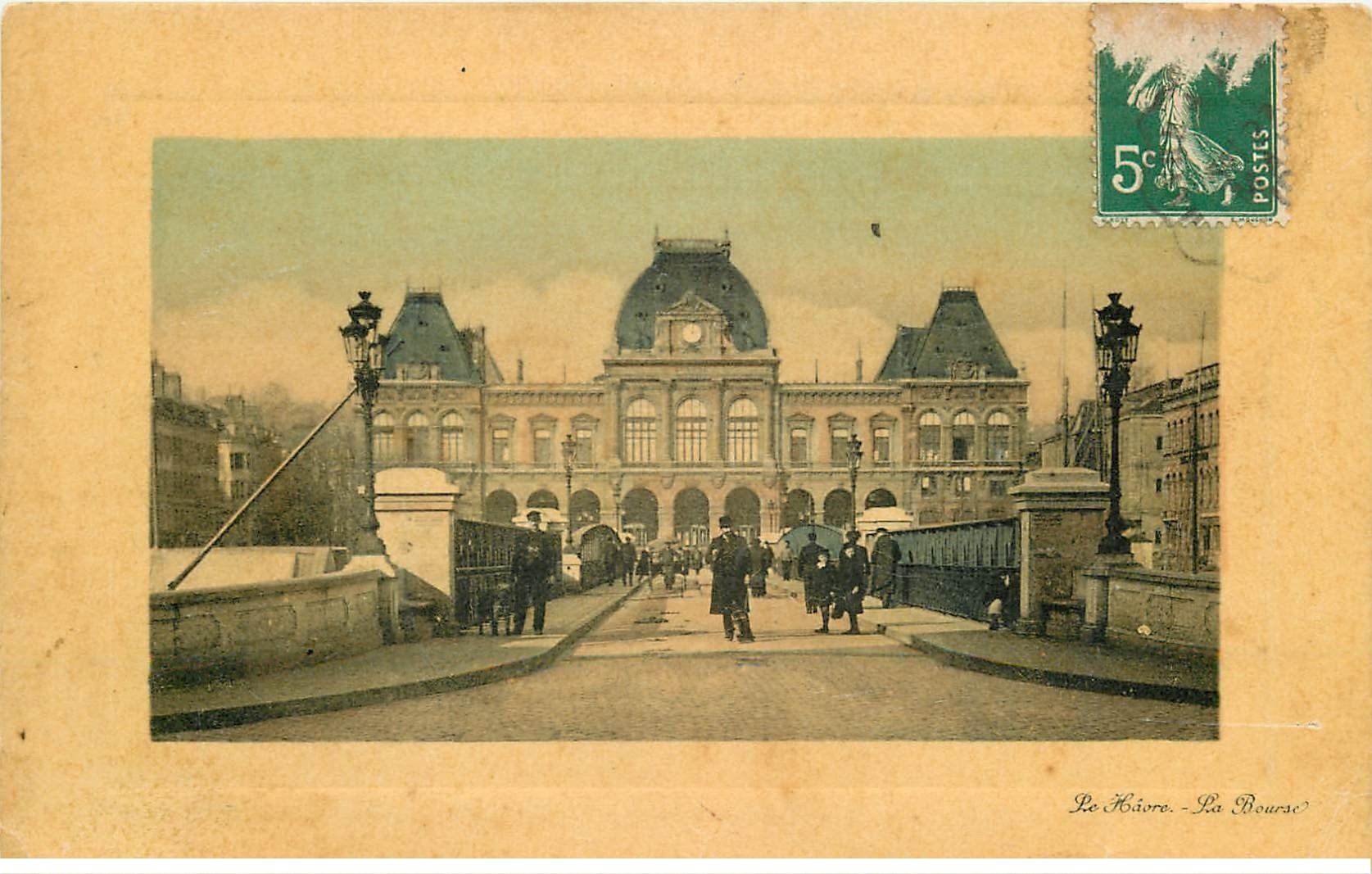 carte postale ancienne 76 ROUEN. La Bourse 1912
