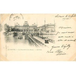 carte postale ancienne 76 ROUEN. La Bourse 1900 Passerelle