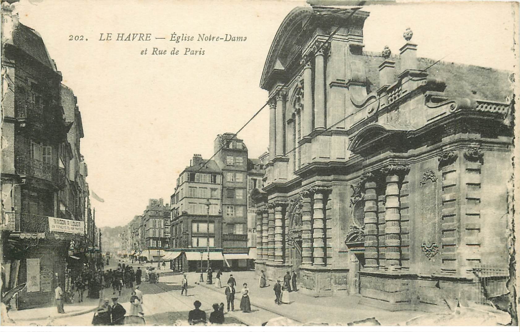 carte postale ancienne 76 ROUEN. Eglise Notre-Dame rue de Paris 1917