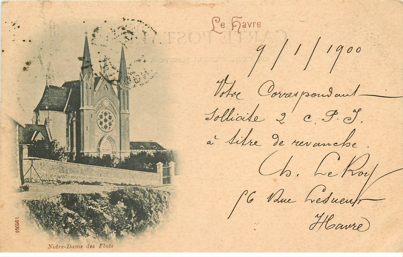 carte postale ancienne 76 ROUEN. Chapelle Notre-Dame des Flots 1900