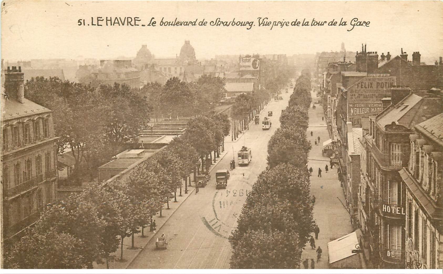 carte postale ancienne 76 ROUEN. Boulevard de Strasbourg 1904