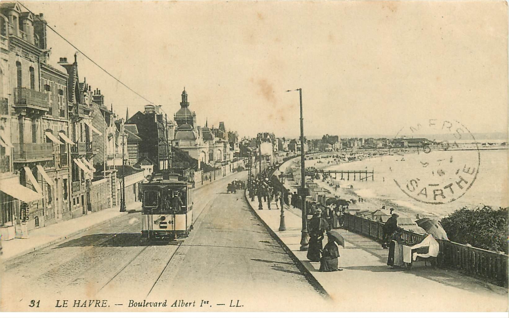 carte postale ancienne 76 ROUEN. Boulevard Albert Ier 1915