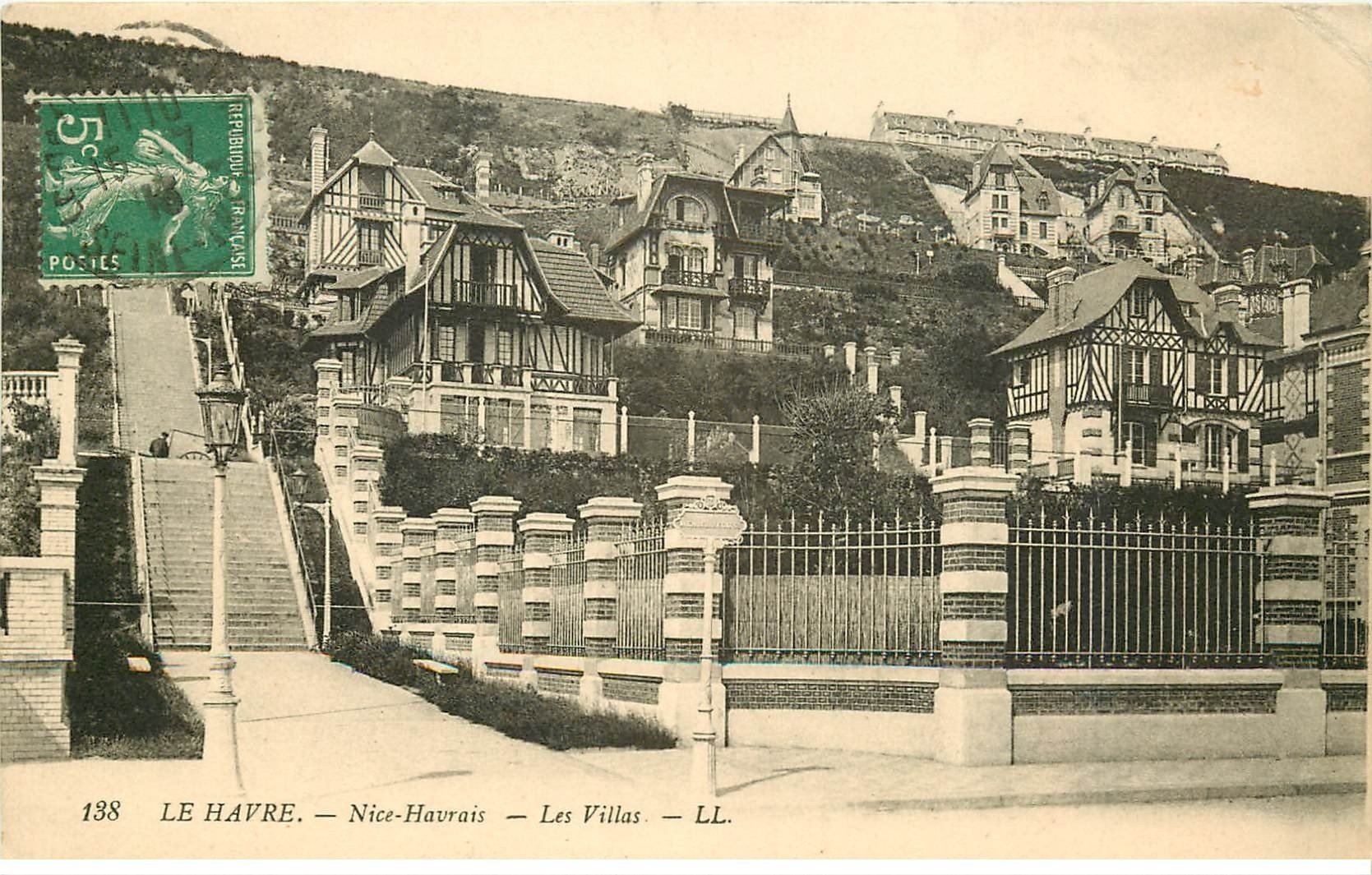 carte postale ancienne 76 ROUEN. Villas Nice-Havrais 1913