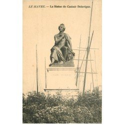 carte postale ancienne 76 ROUEN. Statue Delavigne