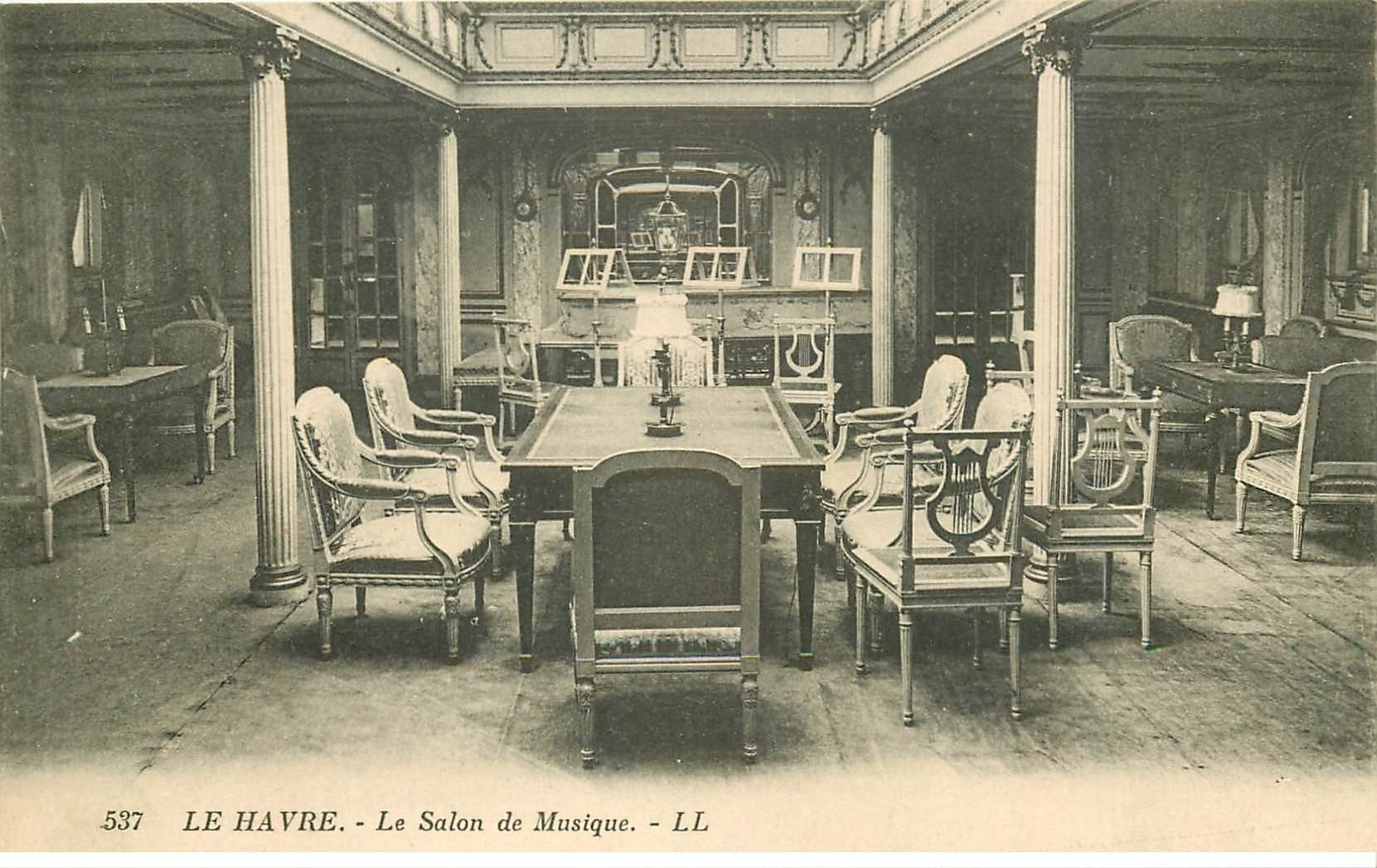 carte postale ancienne 76 ROUEN. Salon de Musique