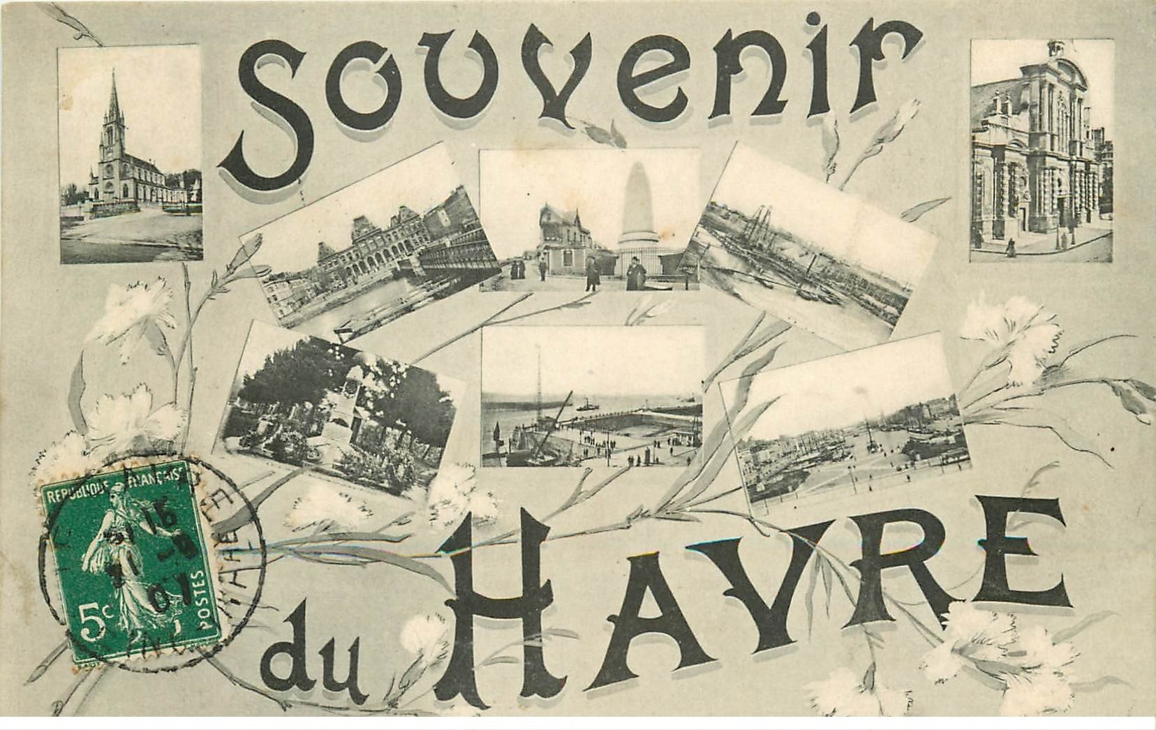 carte postale ancienne 76 ROUEN. Multivues 1907