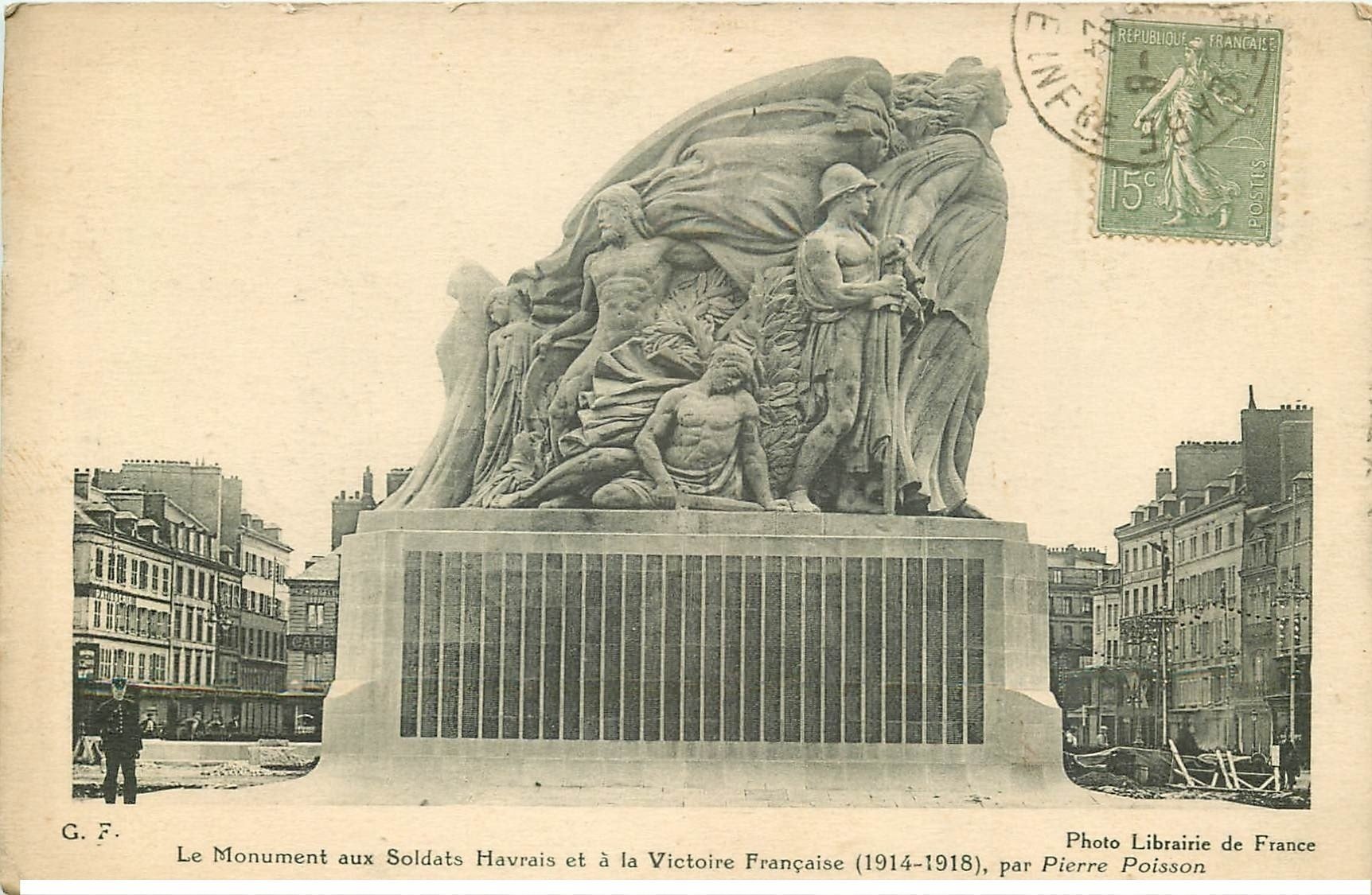 carte postale ancienne 76 ROUEN. Monument Soldats Havrais 1924 par Poisson