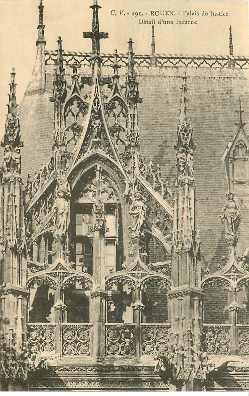 carte postale ancienne 76 ROUEN. Promotion : Palais de Justice Lucarne