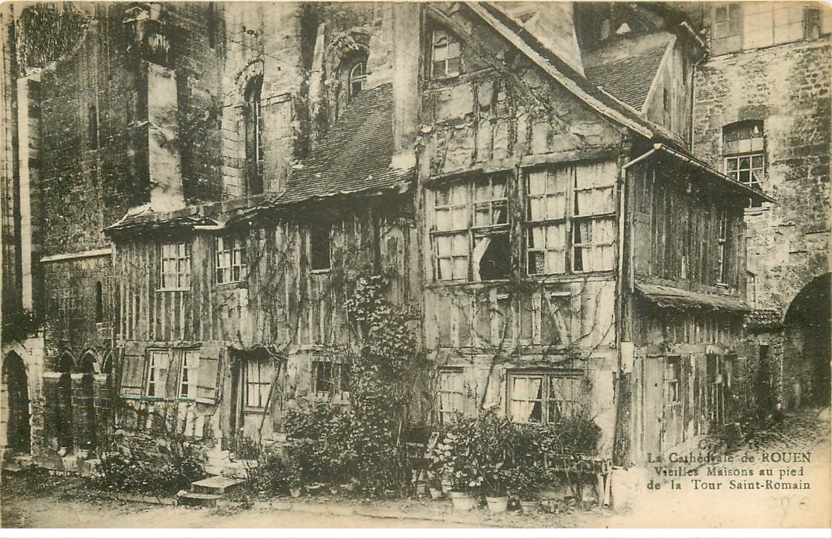 carte postale ancienne 76 ROUEN. Promotion : Cathédrale maison Tour Saint-Romain 1921