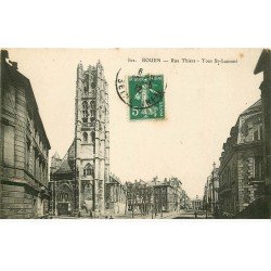 carte postale ancienne 76 ROUEN. Promotion : Tour Saint-Laurent Rue Thiers 1912