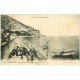 carte postale ancienne 06 MENTON. Plage et Rochers rouges. Retour des Pêcheurs 1907