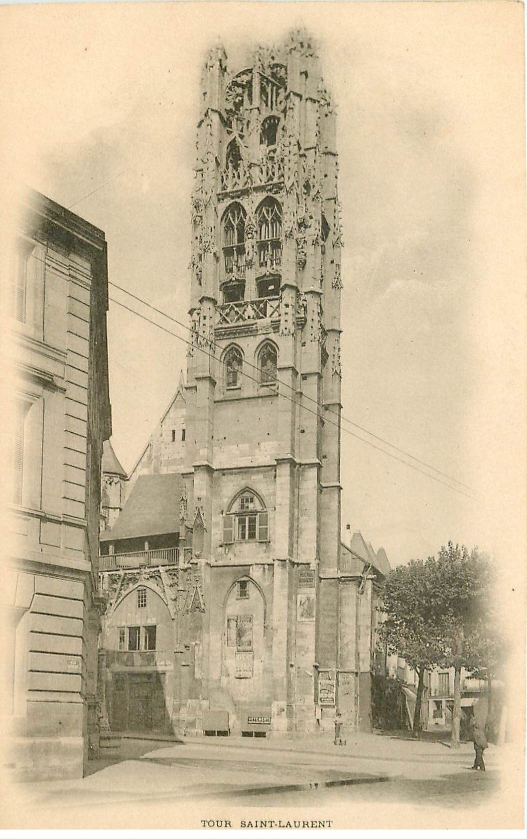carte postale ancienne 76 ROUEN. Promotion : Tour Saint-Laurent. Carte prototype verso blanc uni