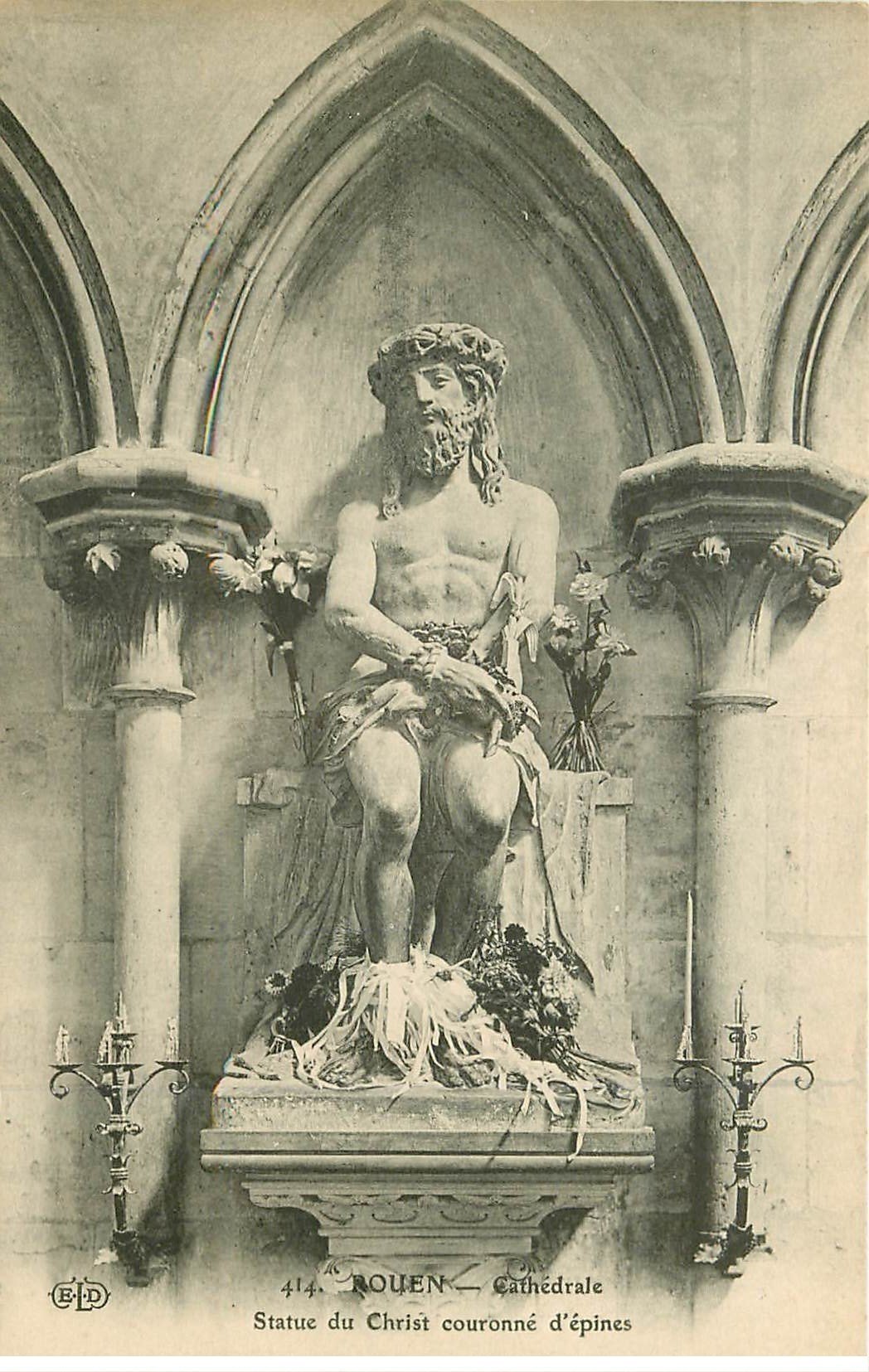 carte postale ancienne 76 ROUEN. Promotion : Cathédrale Statue Christ