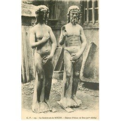 carte postale ancienne 76 ROUEN. Promotion : Cathédrale Statue Adam et Eve