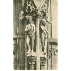 carte postale ancienne 76 ROUEN. Promotion : Cathédrale Statue Adam et Eve 65