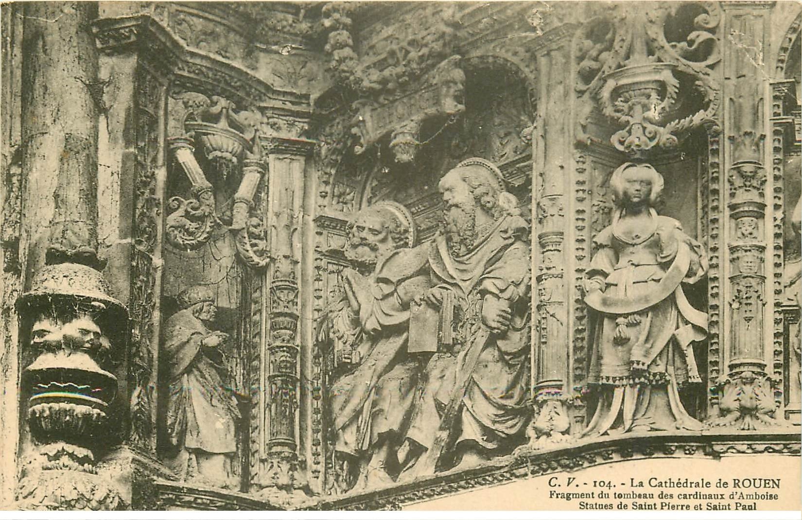 carte postale ancienne 76 ROUEN. Promotion : Cathédrale Statue Pierre et Paul
