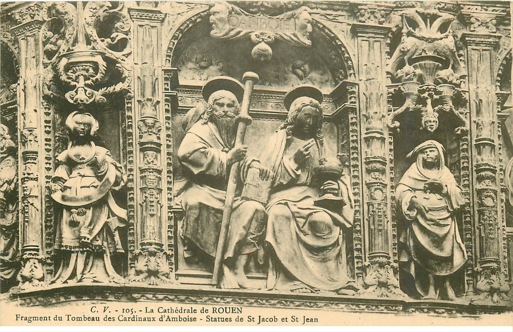 carte postale ancienne 76 ROUEN. Promotion : Cathédrale Statue Jacob et Jean