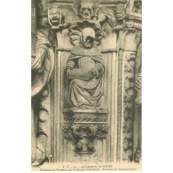 carte postale ancienne 76 ROUEN. Promotion : Cathédrale Statue Soubassement 115
