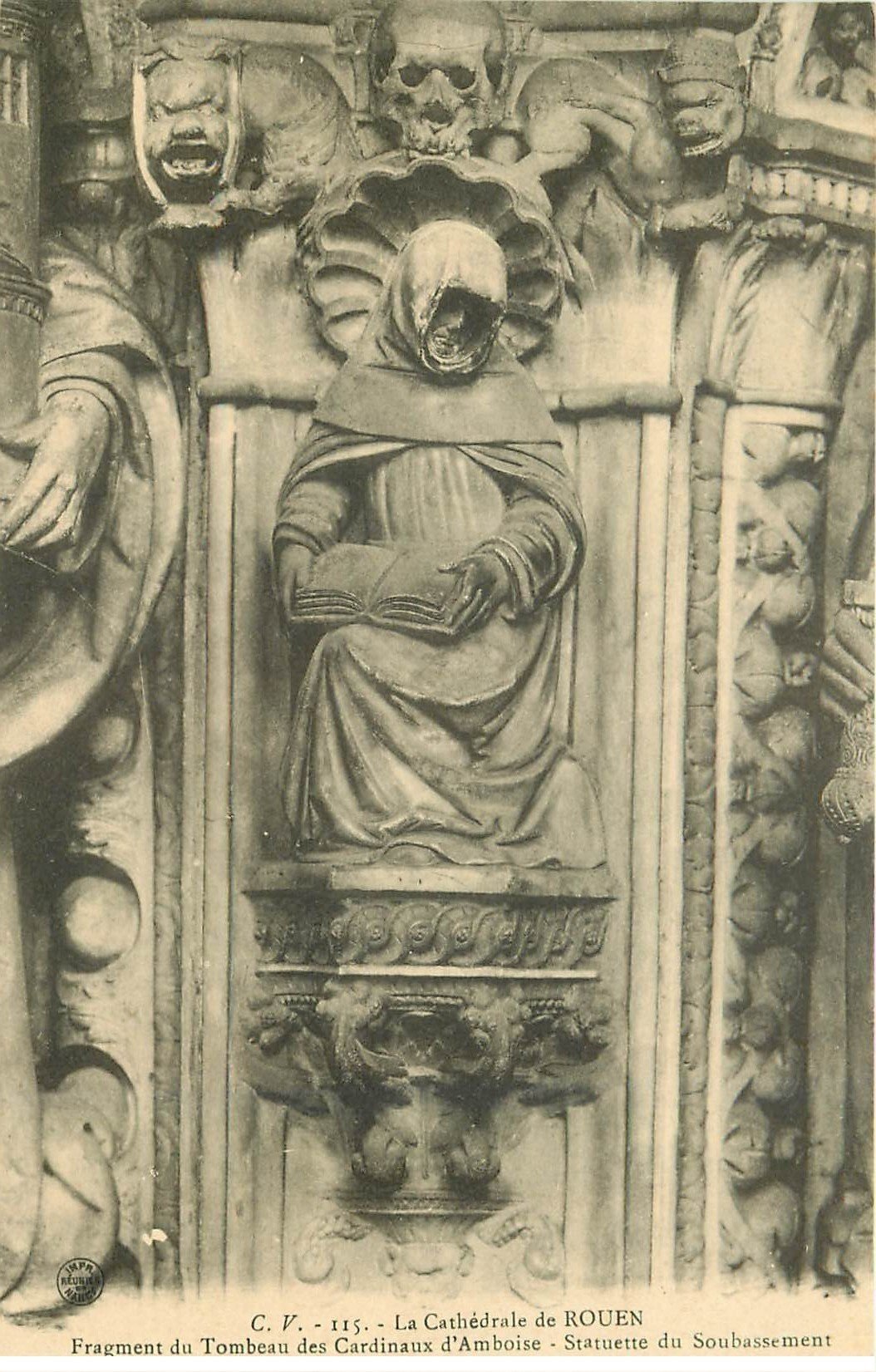 carte postale ancienne 76 ROUEN. Promotion : Cathédrale Statue Soubassement 115