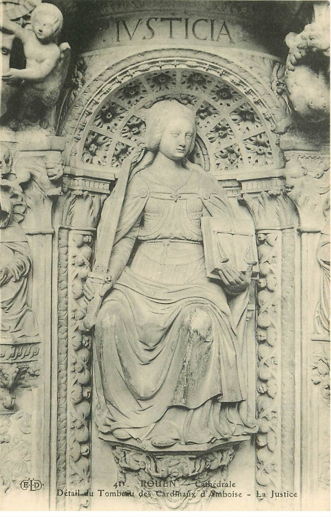 carte postale ancienne 76 ROUEN. Promotion : Cathédrale Tombeau La Justice