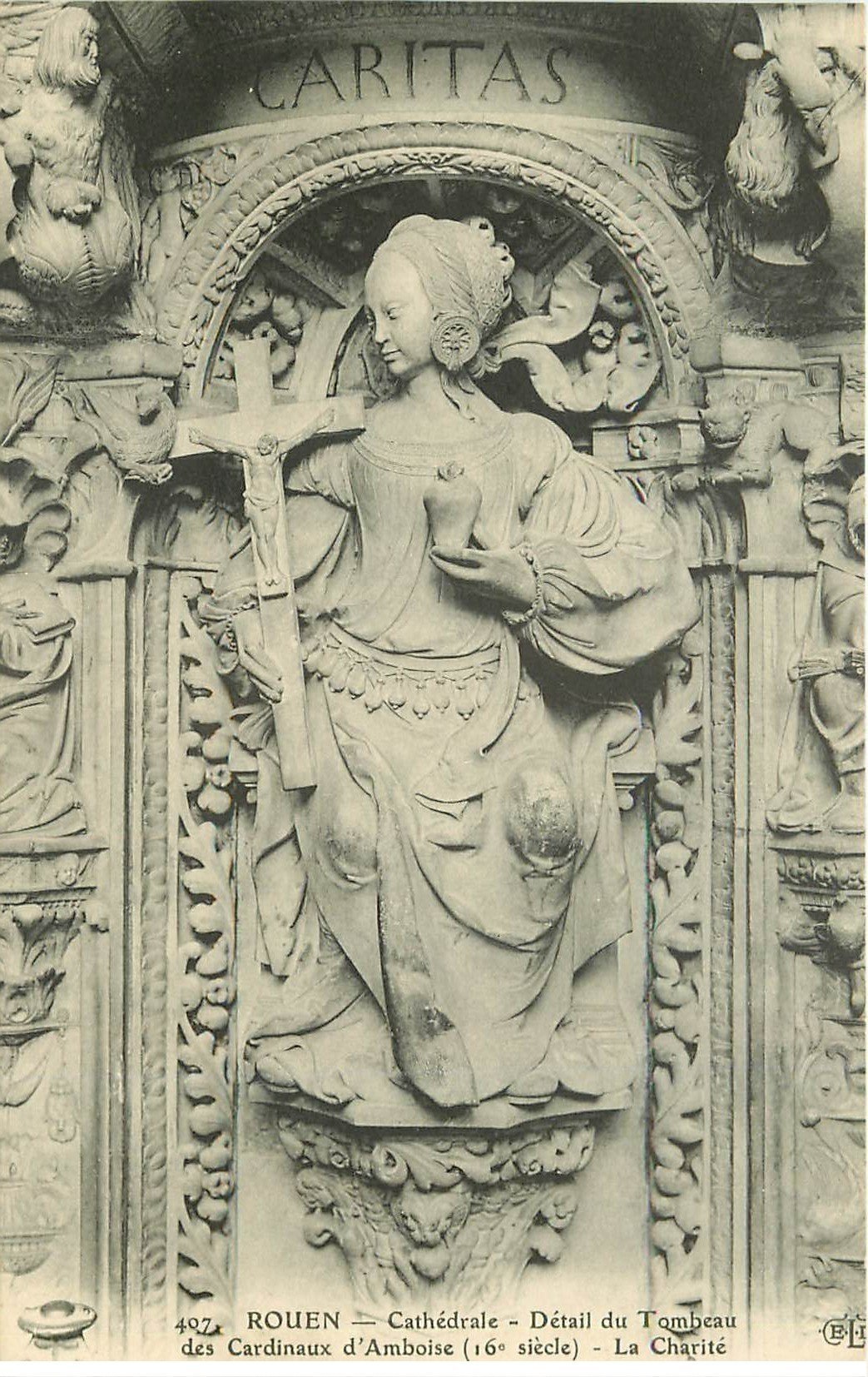 carte postale ancienne 76 ROUEN. Promotion : Cathédrale Tombeau La Charité