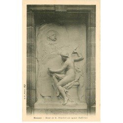 carte postale ancienne 76 ROUEN. Promotion : Buste Flaubert Square Solférino