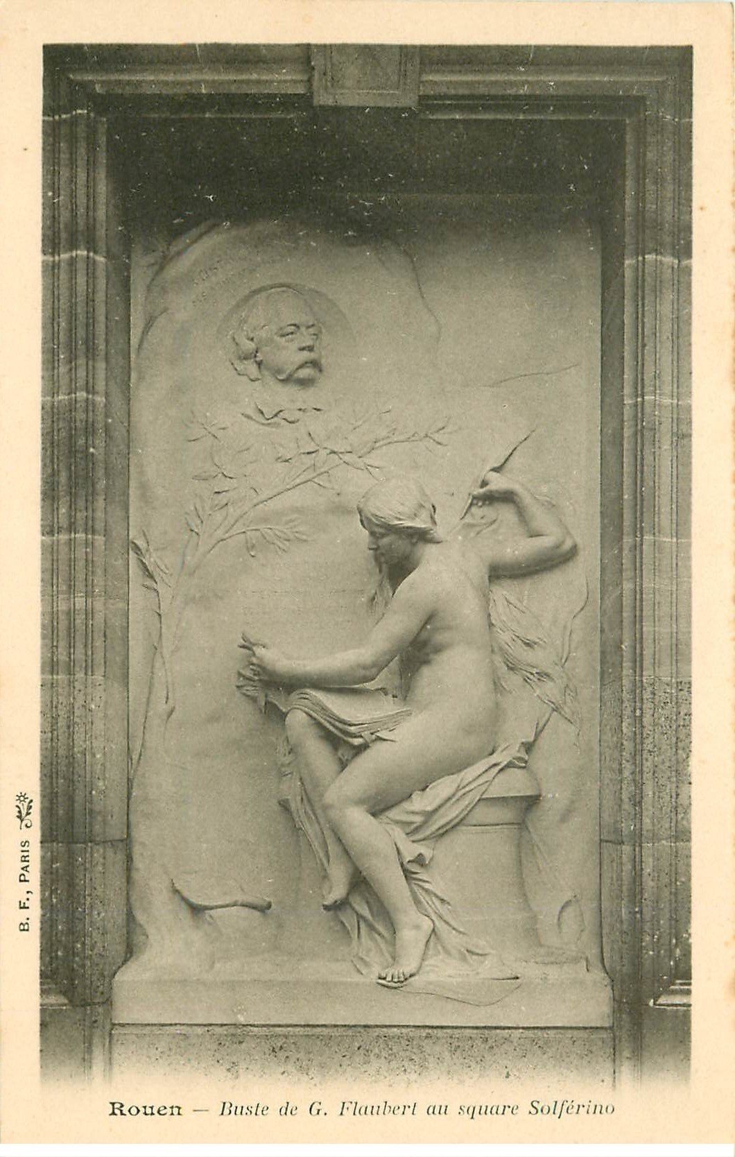 carte postale ancienne 76 ROUEN. Promotion : Buste Flaubert Square Solférino