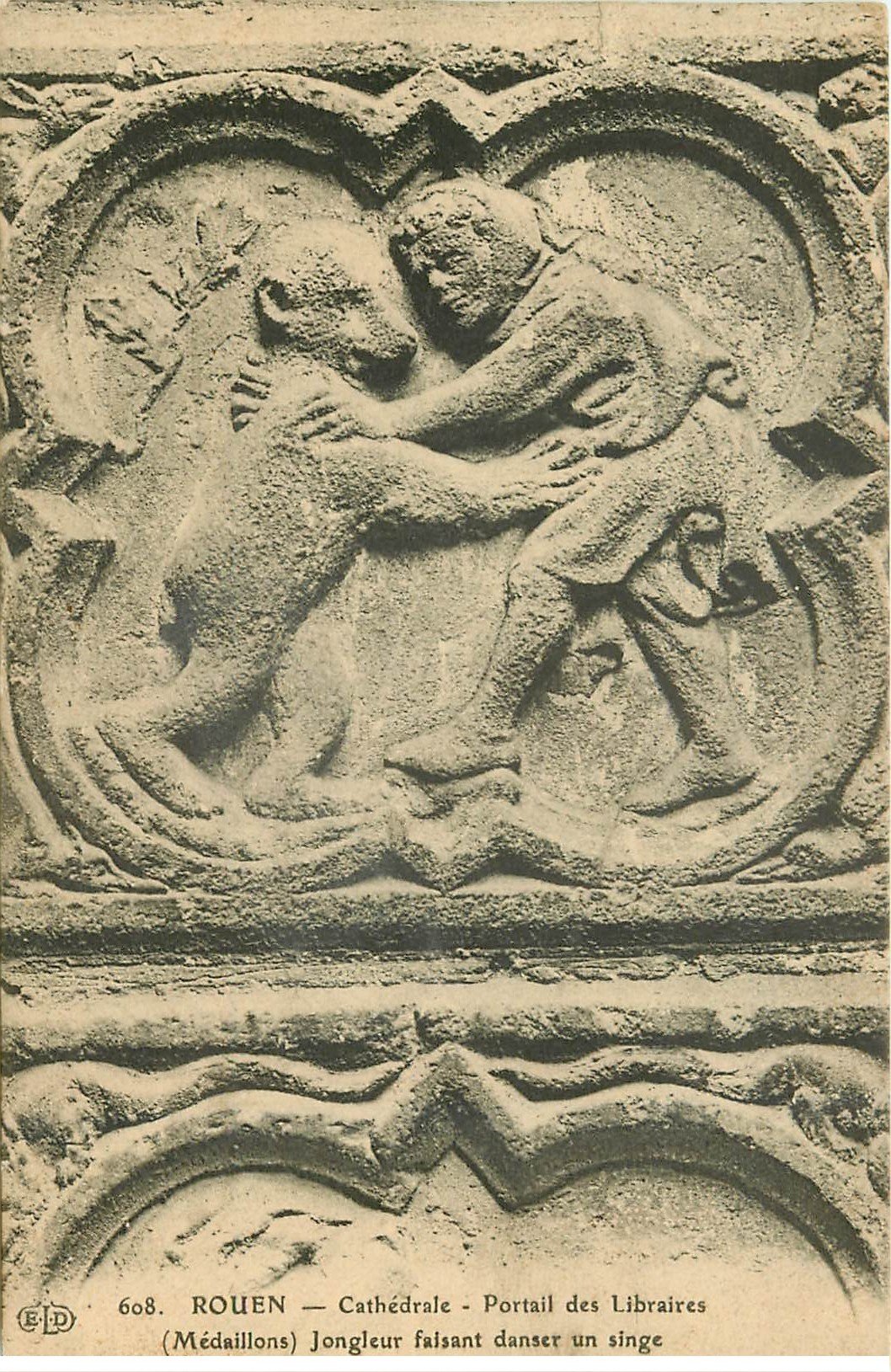 carte postale ancienne 76 ROUEN. Promotion : Jongleur et Singe