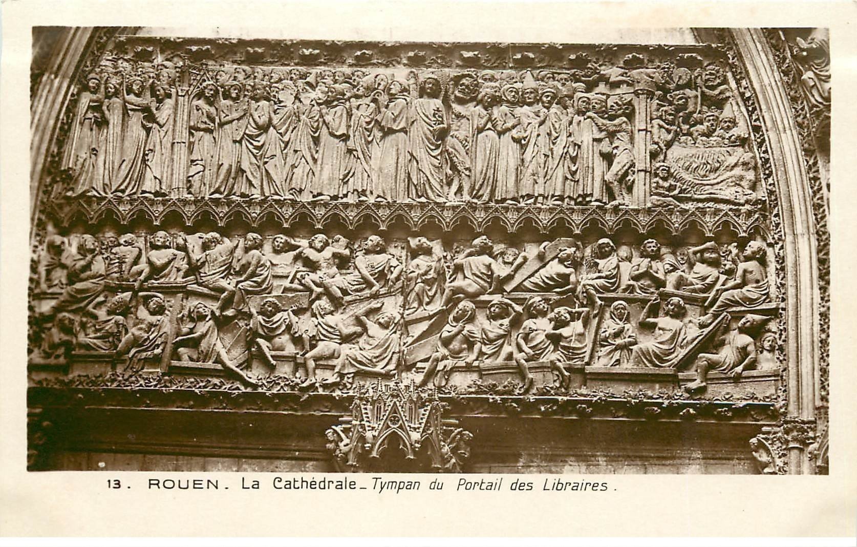 carte postale ancienne 76 ROUEN. Promotion : Tympan Portail Libraires