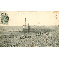 carte postale ancienne 76 LE TREPORT. Jetée à marée basse 1907