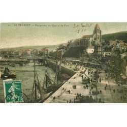 carte postale ancienne 76 LE TREPORT. Le Quai et le Port 1910