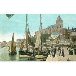 carte postale ancienne 76 LE TREPORT. Quai François I° et Eglise 1909