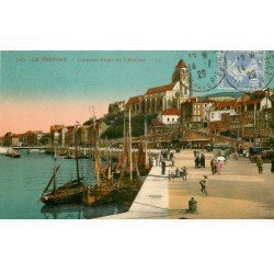 carte postale ancienne 76 LE TREPORT. Avant-Port et Eglise 1929