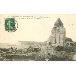 carte postale ancienne 76 LE TREPORT. Eglise Place de Mers 1907