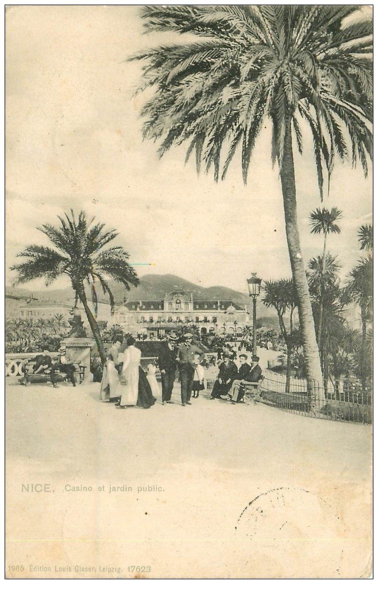 carte postale ancienne 06 NICE. Casino et Jardins 1908