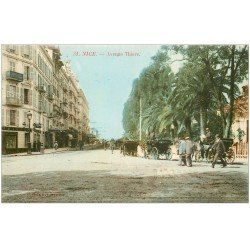 carte postale ancienne 06 NICE. Fiacres Calèches Avenue Thiers