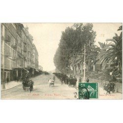 carte postale ancienne 06 NICE. Fiacres Calèches Avenue Thiers 1908