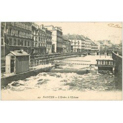 carte postale ancienne 44 NANTES. L'Erdre à l'Ecluse. Franchise Militaire 1919