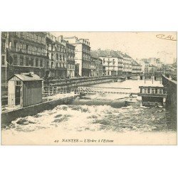 carte postale ancienne 44 NANTES. L'Erdre à l'Ecluse. Franchise Militaire 1919