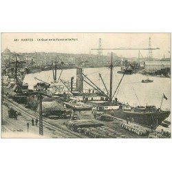 carte postale ancienne 44 NANTES. Quai de la Fosse et Port 1917. Tampon Commissaire Maritime