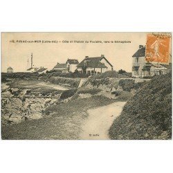 carte postale ancienne 44 PIRIAC-SUR-MER. Côte et Chalets du Poulaire vers Sémaphore 1928