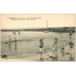 carte postale ancienne 44 PORNICHET. Pêcheurs Palourdes et Crevettes