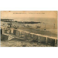 carte postale ancienne 44 PREFAILLES. Tentes de Plage 1924 (défauts)...