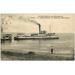 carte postale ancienne 44 SAINT-BREVIN-LES-PINS. Bateau Saint-Cristophe et Nettoyeur de Plage 1929