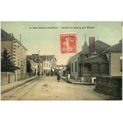 carte postale ancienne 44 SAINT-BREVIN-LES-PINS. Entrée du Bourg. Superbe carte toilée 1910